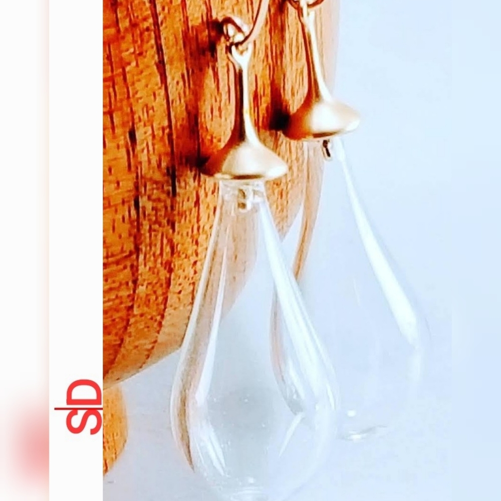 Glass Earrings, Handblown Glass Earrings, Gold
